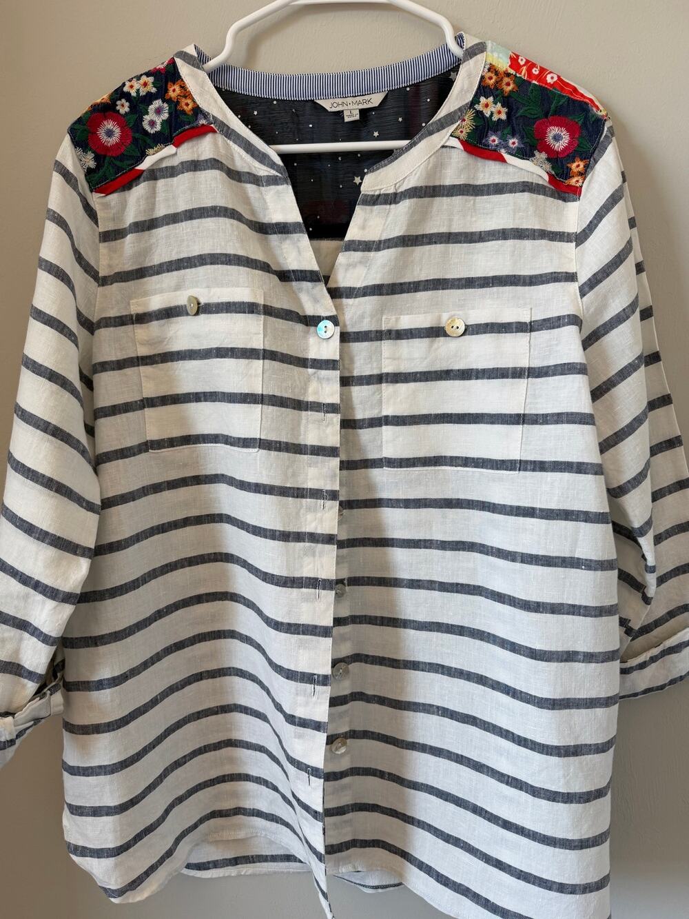 John Mark 100% Linen Tunic Blouse